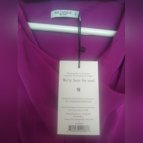 MM LaFleur NWT M Sloane Top machine washable silk Jasper color - Picture 3 of 4
